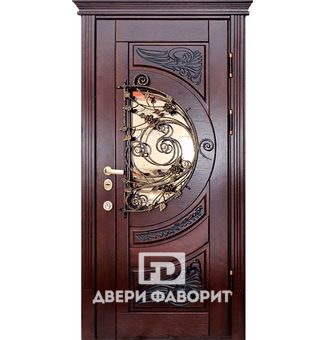 металлическая дверь с терморазрывом, со стеклом и декоративной ковкой