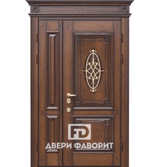 дверь двустворчатая с верхней вставкой (терморазрыв) с декоративной ковкой