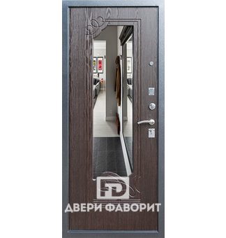 металлическая дверь с зеркалом фигурной формы