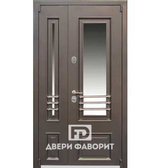 металлическая тамбурная дверь с МДФ, со стеклом