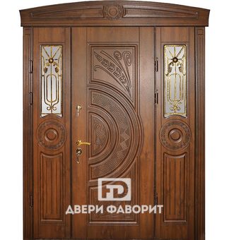 стальная двустворчатая дверь с верхней и боковой вставками