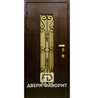 дверь уличная из стали с ковкой и стеклом